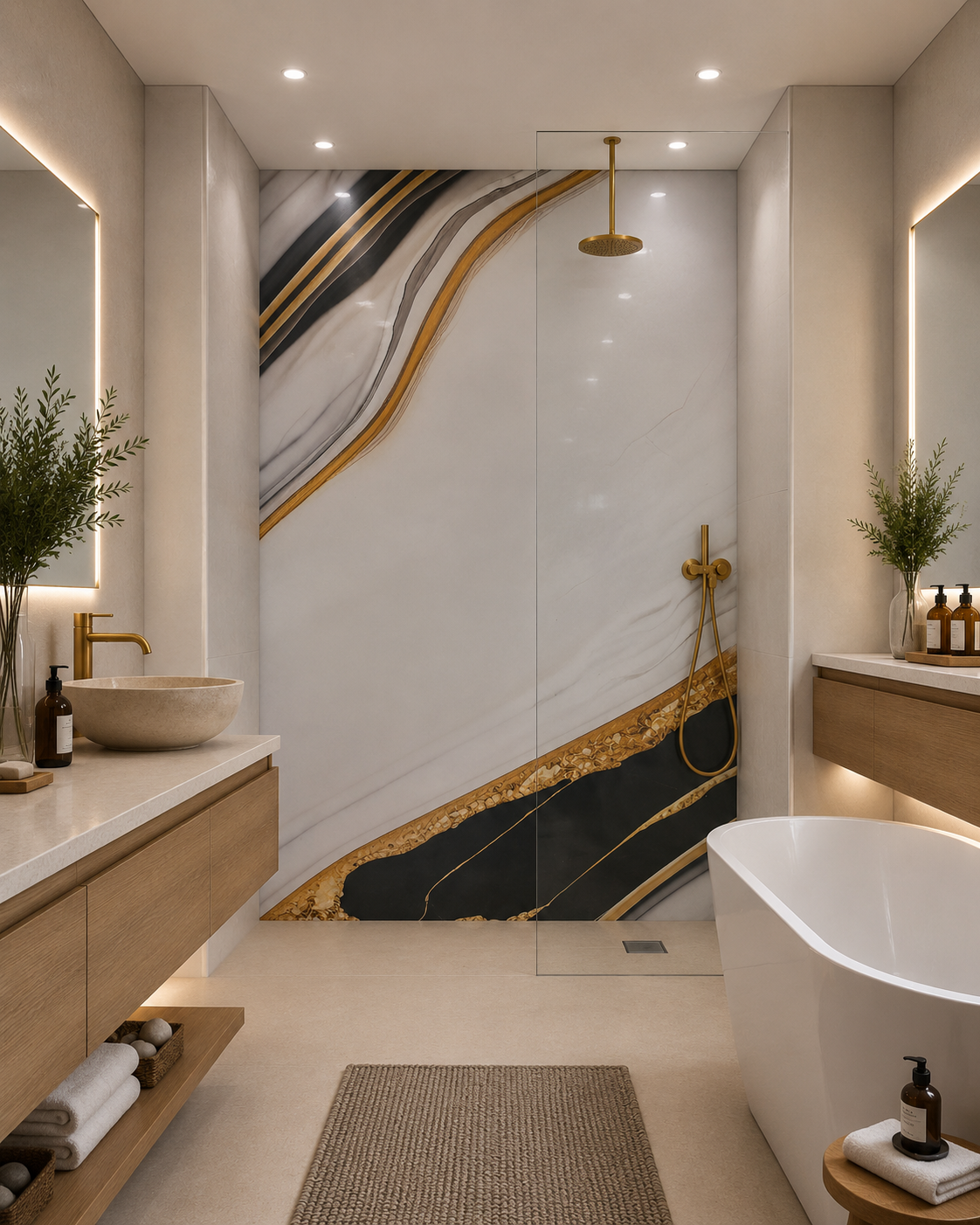 Shower Wall Panels Bathroom Waterproof Cultured Marble Shower Product Cultured Marble Tub Surround Shower Panel