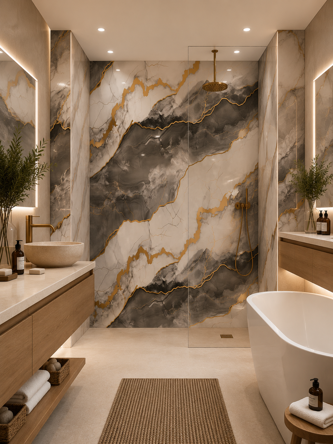 Shower Wall Panels Bathroom Waterproof Cultured Marble Shower Product Cultured Marble Tub Surround Shower Panel