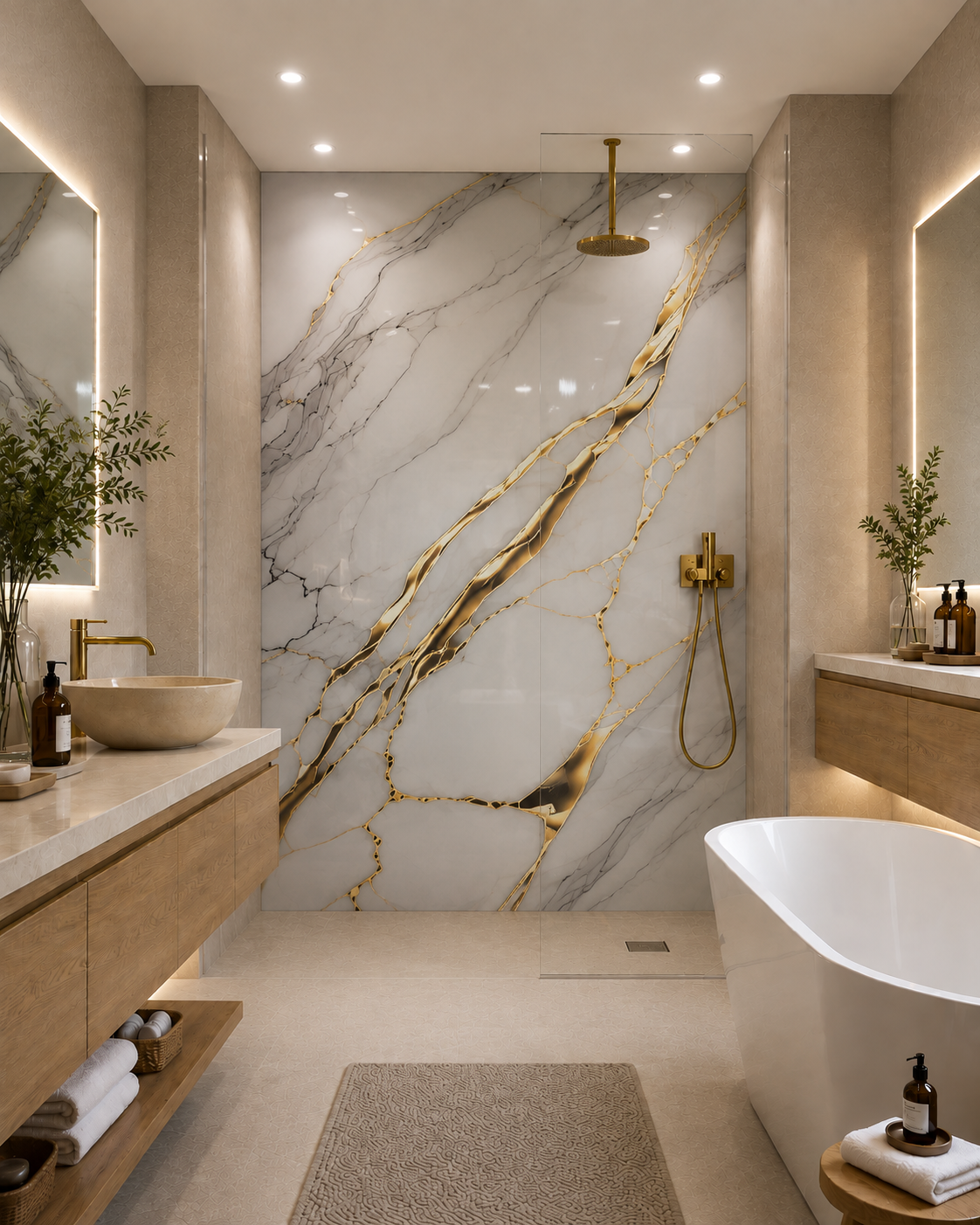 Shower Wall Panels Bathroom Waterproof Cultured Marble Shower Product Cultured Marble Tub Surround Shower Panel
