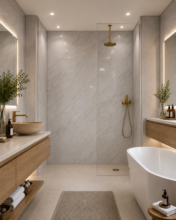 Shower Wall Panels Bathroom Waterproof Cultured Marble Shower Product Cultured Marble Tub Surround Shower Panel