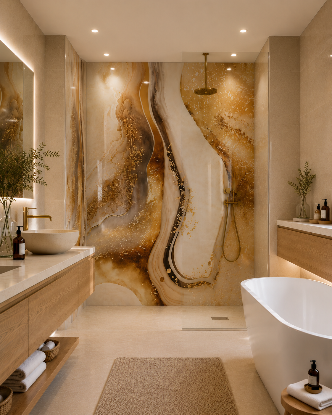 Shower Wall Panels Bathroom Waterproof Cultured Marble Shower Product Cultured Marble Tub Surround Shower Panel